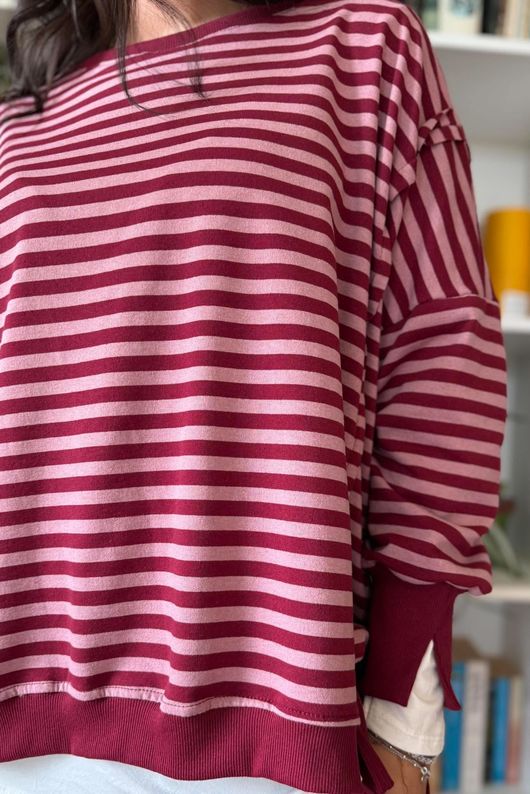 Sunday Morning Chill Sweatshirt Burgundy & Pink
